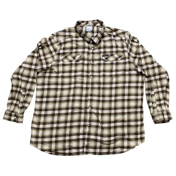 Columbia Mens 3XLT Regular Fit Plaid Button-Up Long Sleeve Shirt Tall Omni-Wick - Picture 1 of 11